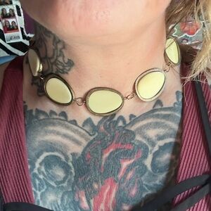 Bone and metal choker necklace